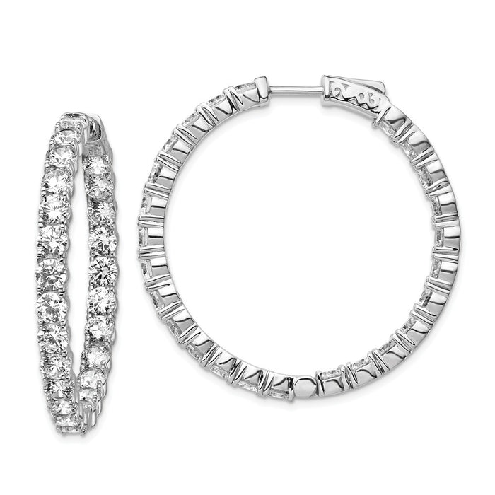 Stella Silver 925 Sterling Silver Rhodium-plated Cubic Zirconia ( CZ ) In and Out Hinged Hoop Earrings, 36mm x 37mm