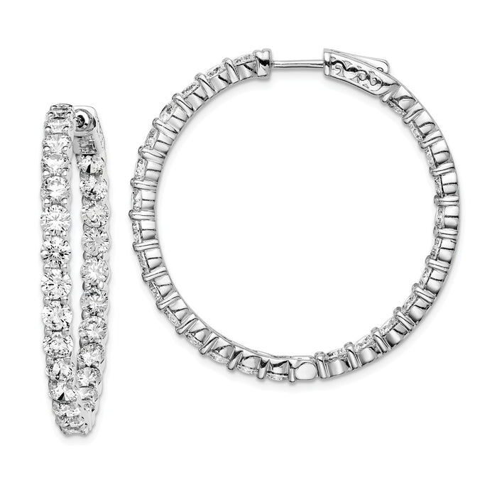 Stella Silver 925 Sterling Silver Rhodium-plated Cubic Zirconia ( CZ ) In and Out Hinged Hoop Earrings, 36mm x 37mm