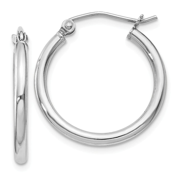 Stella Silver 925 Sterling Silver Rhodium-plated 2mm Round Hoop Earrings, 21mm x 20mm