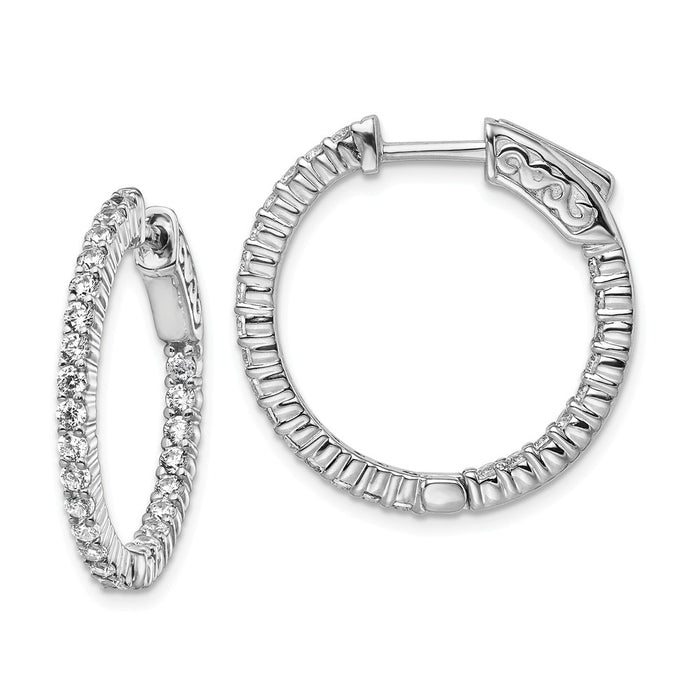 Stella Silver 925 Sterling Silver Rhodium-plated Cubic Zirconia ( CZ ) In and Out Hinged Hoop Earrings, 20mm x 22mm