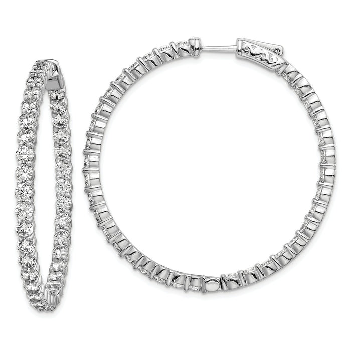 Stella Silver 925 Sterling Silver Rhodium-plated Cubic Zirconia ( CZ ) In and Out Hinged Hoop Earrings, 40mm x 41mm