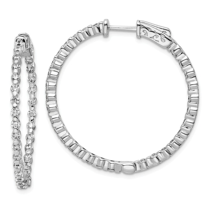 Stella Silver 925 Sterling Silver Rhodium-plated Cubic Zirconia ( CZ ) In and Out Hinged Hoop Earrings, 32mm x 33mm