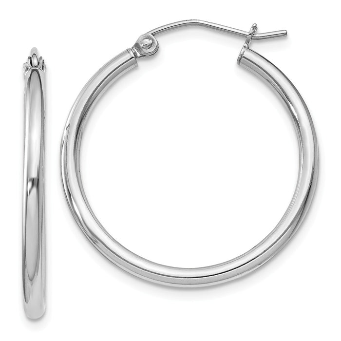 Stella Silver 925 Sterling Silver Rhodium-plated 2mm Round Hoop Earrings, 27mm x 24mm