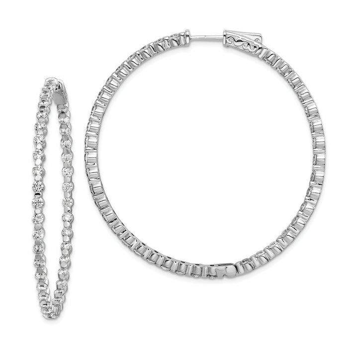 Stella Silver 925 Sterling Silver Rhodium-plated Cubic Zirconia ( CZ ) In and Out Hinged Hoop Earrings, 46mm x 46mm