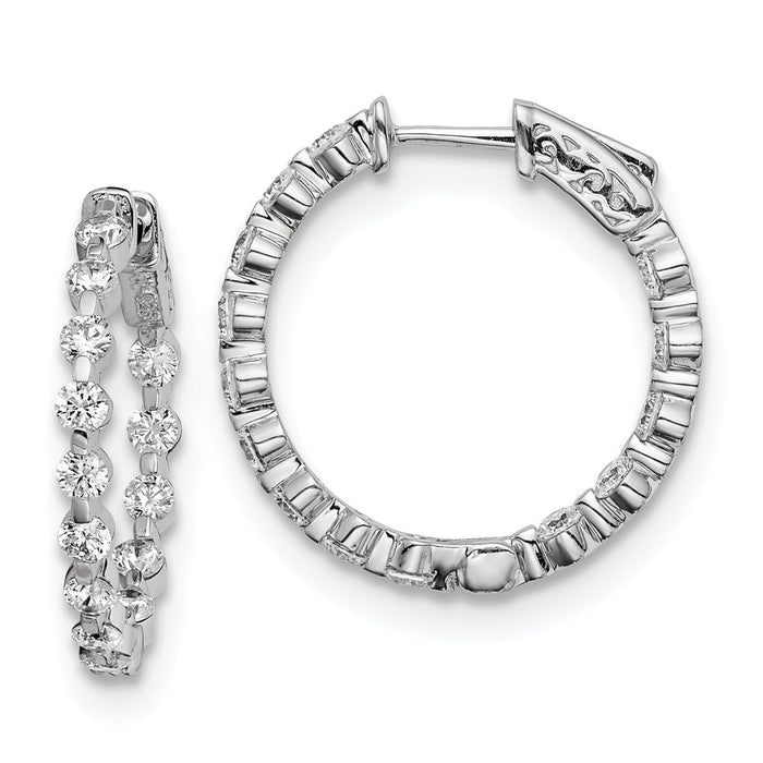 Stella Silver 925 Sterling Silver Rhodium-plated Cubic Zirconia ( CZ ) In and Out Hinged Hoop Earrings, 24mm x 24mm