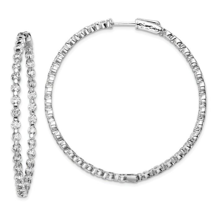 Stella Silver 925 Sterling Silver Rhodium-plated Cubic Zirconia ( CZ ) In and Out Hinged Hoop Earrings, 47mm x 47mm