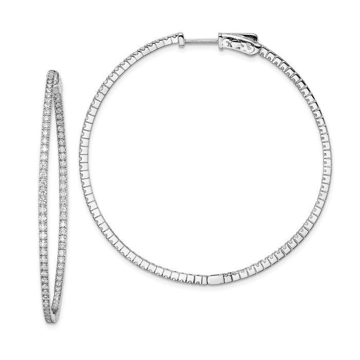 Stella Silver 925 Sterling Silver Rhodium-plated Cubic Zirconia ( CZ ) In and Out Hinged Hoop Earrings, 49mm x 49mm