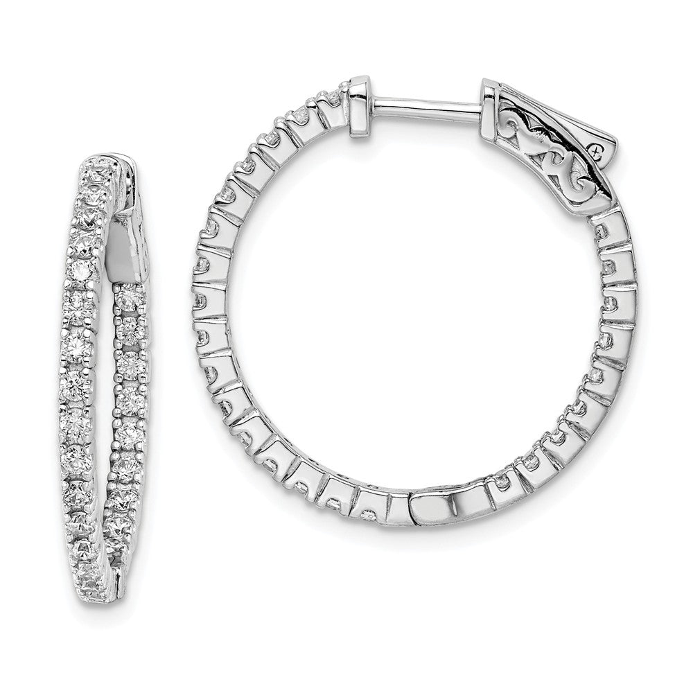 Stella Silver 925 Sterling Silver Rhodium-plated Cubic Zirconia ( CZ ) In and Out Hinged Hoop Earrings, 23mm x 23mm