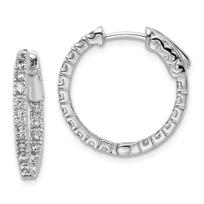 Stella Silver 925 Sterling Silver Rhodium-plated Cubic Zirconia ( CZ ) In and Out Hinged Hoop Earrings, 18mm x 19mm