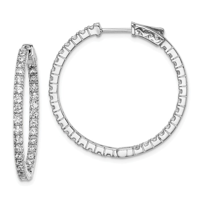 Stella Silver 925 Sterling Silver Rhodium-plated Cubic Zirconia ( CZ ) In and Out Hinged Hoop Earrings, 30mm x 31mm