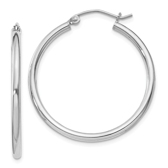 Stella Silver 925 Sterling Silver Rhodium-plated 2mm Round Hoop Earrings, 32mm x 30mm