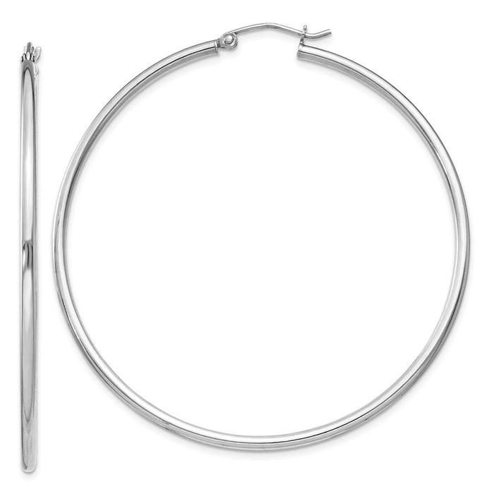 Stella Silver 925 Sterling Silver Rhodium-plated 2mm Round Hoop Earrings, 57mm x 55mm