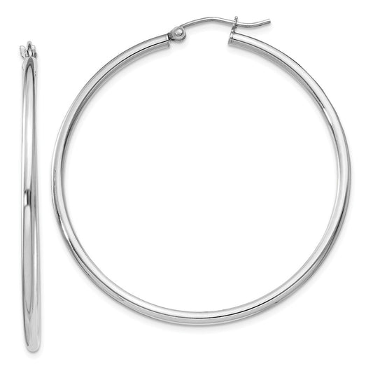 Stella Silver 925 Sterling Silver Rhodium-plated 2mm Round Hoop Earrings, 47mm x 45mm