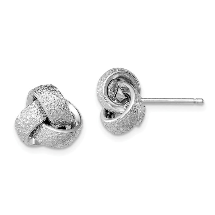 Stella Silver 925 Sterling Silver Rhodium-plated Polished & Satin Knot Earrings, 11mm x 11mm