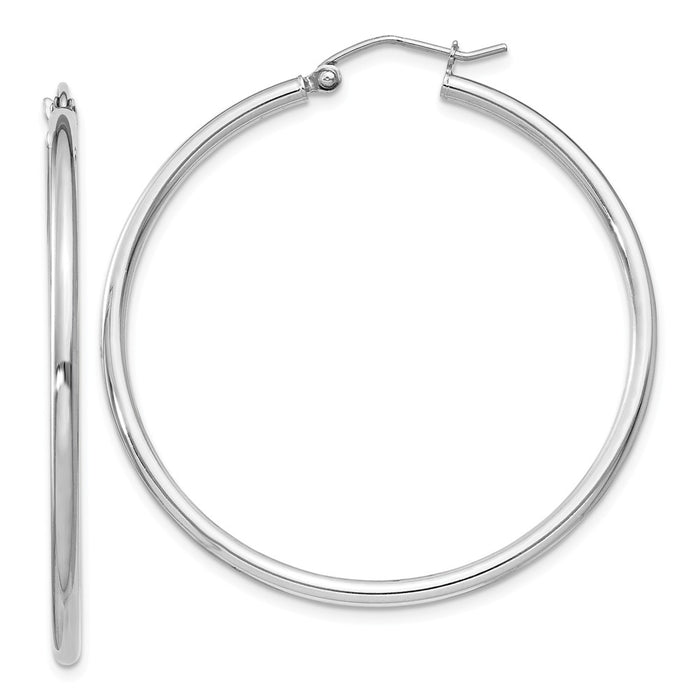 Stella Silver 925 Sterling Silver Rhodium-plated 2mm Round Hoop Earrings, 42mm x 39mm