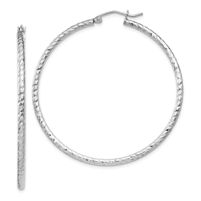 Stella Silver 925 Sterling Silver Diamond-cut 2x45mm Hoop Earrings, 45mm x 45mm