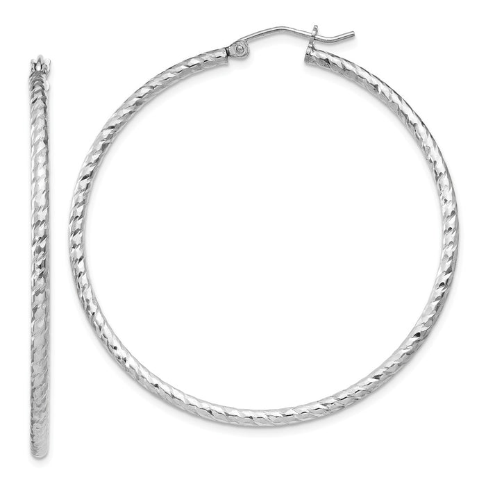 Stella Silver 925 Sterling Silver Diamond-cut 2x50mm Hoop Earrings, 51mm x 51mm