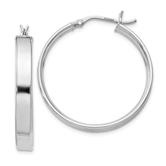 Stella Silver 925 Sterling Silver Rhodium-Plated Hinged Earrings, 30mm x 30mm