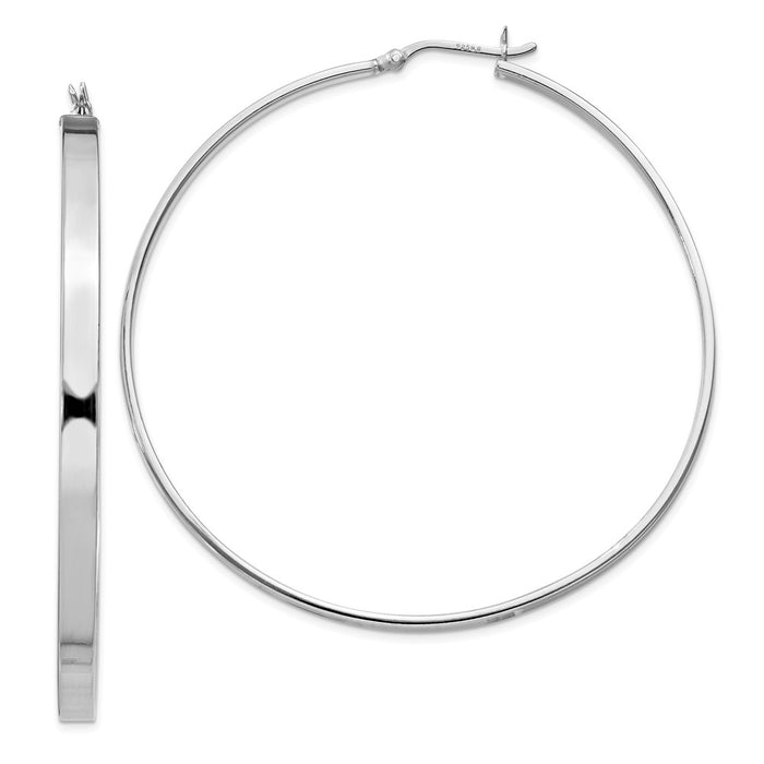 Stella Silver 925 Sterling Silver Rhodium-Plated Hoop Earrings, 70mm x 70mm