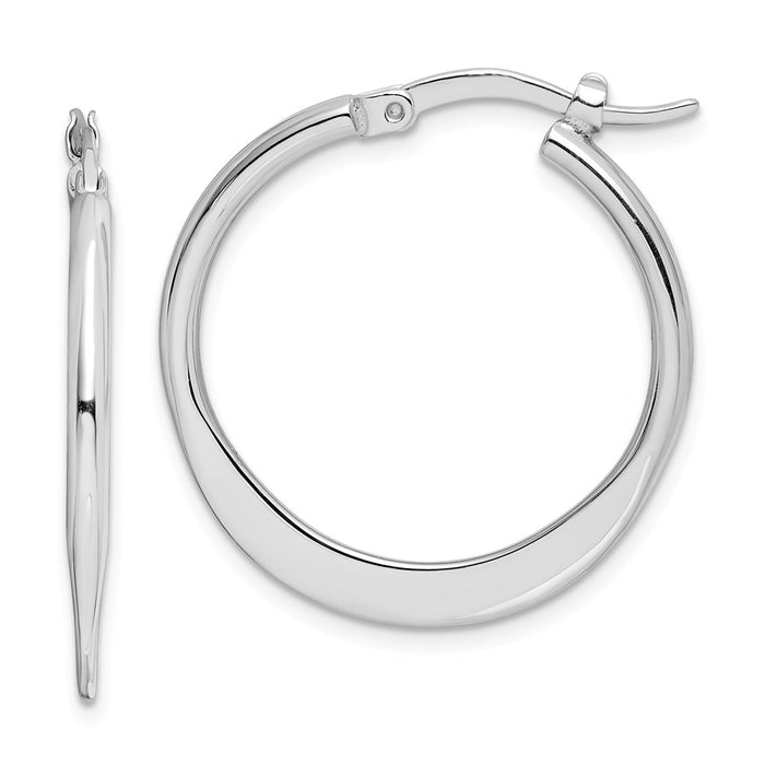 Stella Silver 925 Sterling Silver Rhodium-Plated Polished Hoop Earrings, 25mm x 25mm