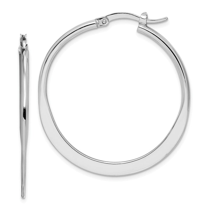 Stella Silver 925 Sterling Silver Rhodium-Plated Polished Hoop Earrings, 35mm x 35mm