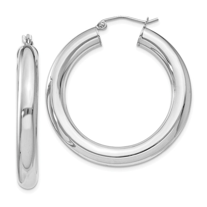 Stella Silver 925 Sterling Silver Rhodium-plated 5mm Round Hoop Earrings, 37mm x 35mm