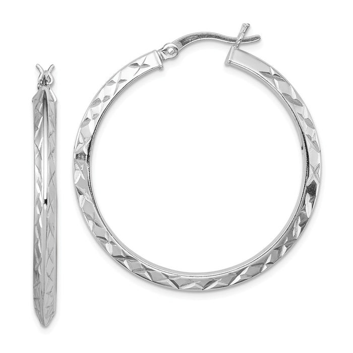 Stella Silver 925 Sterling Silver Rhodium-Plated Hinged Earrings, 36mm x 36mm