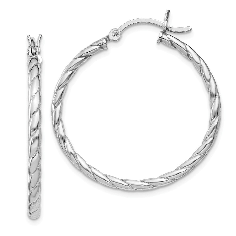 Stella Silver 925 Sterling Silver Rhodium-Plated Hinged Earrings, 30mm x 30mm