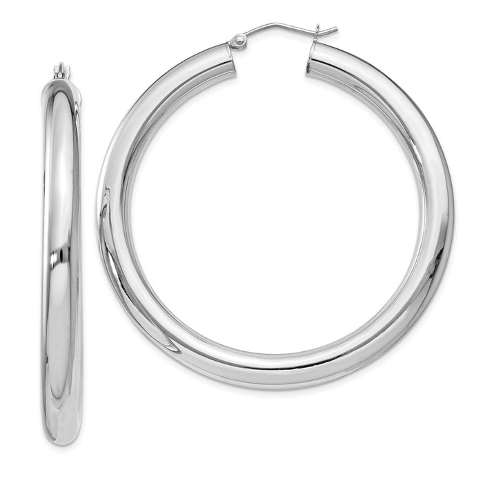 Stella Silver 925 Sterling Silver Rhodium-plated 5mm Round Hoop Earrings, 52mm x 50mm