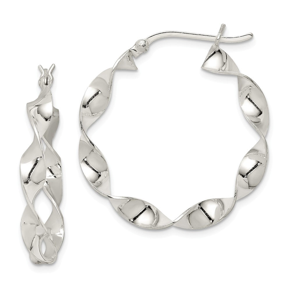 Stella Silver 925 Sterling Silver Twisted Hoop Earrings, 31mm x 31mm