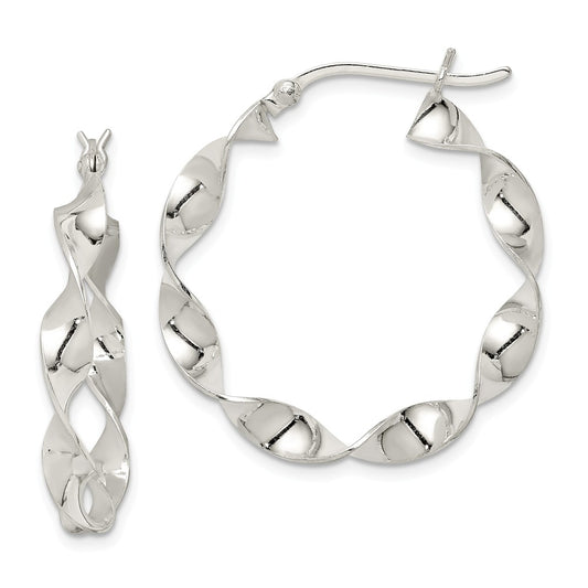 Stella Silver 925 Sterling Silver Twisted Hoop Earrings, 31mm x 31mm
