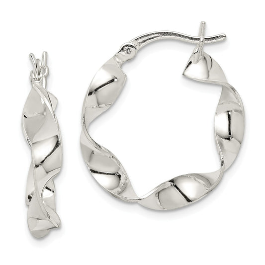 Stella Silver 925 Sterling Silver Twisted Hoop Earrings, 22mm x 22mm