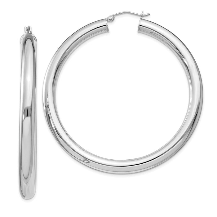 Stella Silver 925 Sterling Silver Rhodium-plated 5mm Round Hoop Earrings, 57mm x 55mm