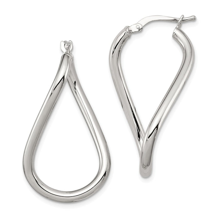 Stella Silver 925 Sterling Silver Polished Twisted Hoop Earrings, 28mm x 16mm