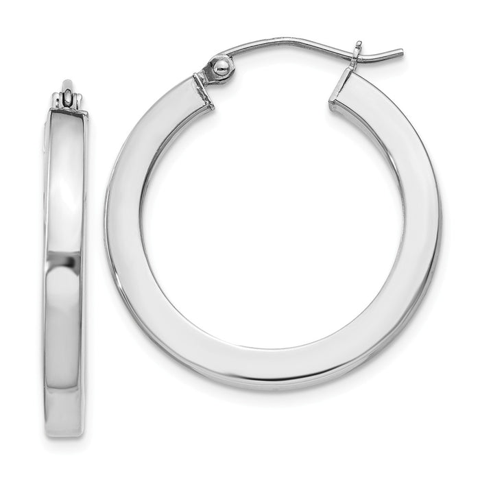 Stella Silver 925 Sterling Silver Rhodium-plated Hoop 3mm Earrings, 26mm x 24mm