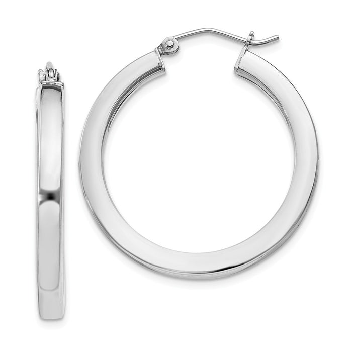 Stella Silver 925 Sterling Silver Rhodium-plated Hoop 3mm Earrings, 30mm x 28mm