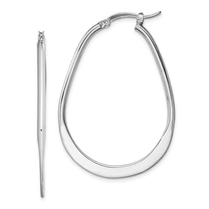Stella Silver 925 Sterling Silver Rhodium-Plated Polished Hoop Earrings, 40mm x 30mm
