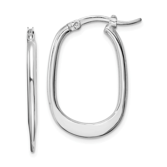 Stella Silver 925 Sterling Silver Rhodium-Plated Polished Hoop Earrings, 24mm x 17mm