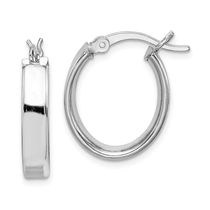 Stella Silver 925 Sterling Silver Rhodium-Plated Hoop Earrings, 20mm x 16mm