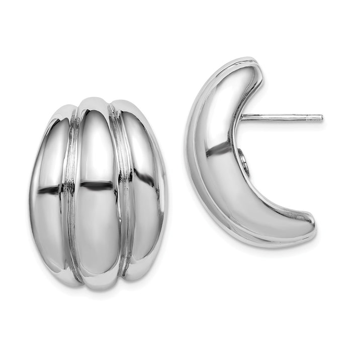 Stella Silver 925 Sterling Silver Polished Rhodium-Plated Hollow Post Earrings, 23mm x 20mm