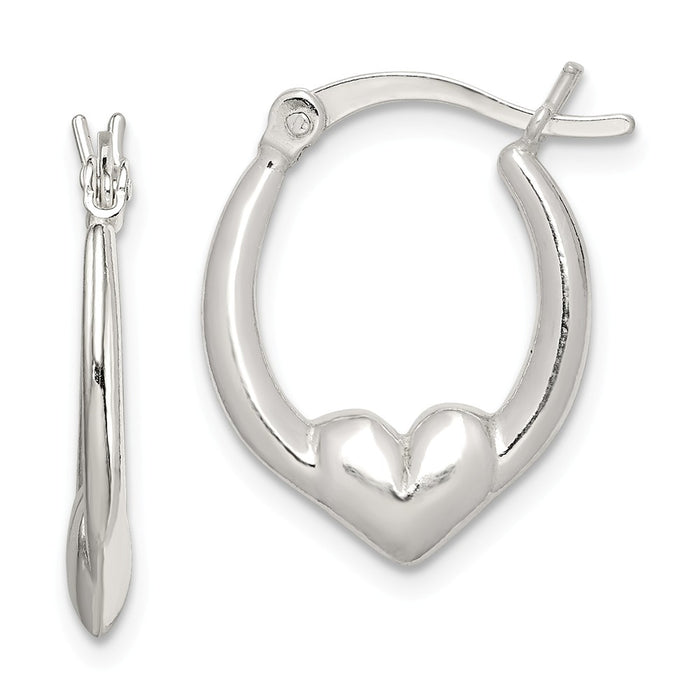 Stella Silver 925 Sterling Silver Heart Hoop Earrings, 19mm x 16mm