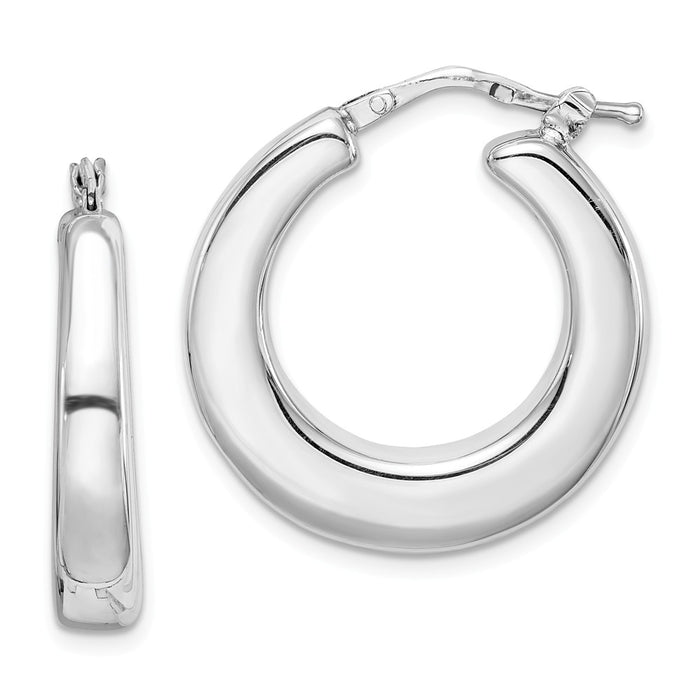 Stella Silver 925 Sterling Silver Polished Rhodium-Plated Hollow Hoop Earrings, 25mm x 25mm