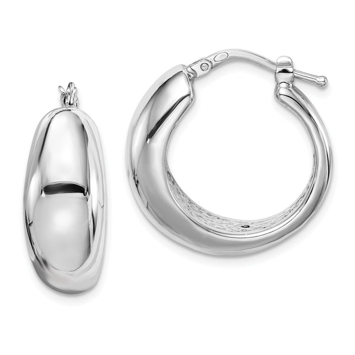 Stella Silver 925 Sterling Silver Polished Rhodium-Plated Hollow Hoop Earrings, 23mm x 23mm