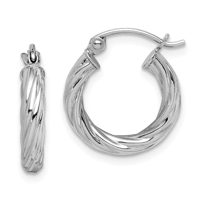 Stella Silver 925 Sterling Silver Rhodium-plated 2.7x15mm Twisted Hoop Earrings, 15mm x 15mm