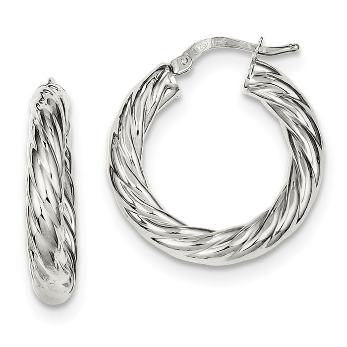 Stella Silver 925 Sterling Silver Polished Twisted Hoop Earrings, 25mm x 25mm