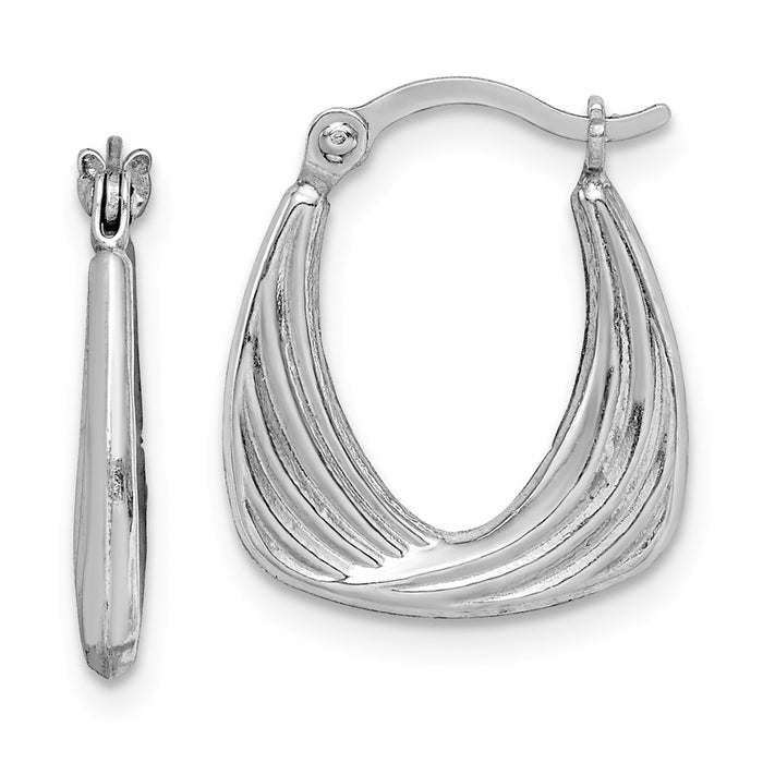 Stella Silver 925 Sterling Silver Rhodium-Plated Hollow Hoop Earrings, 15mm x 13mm