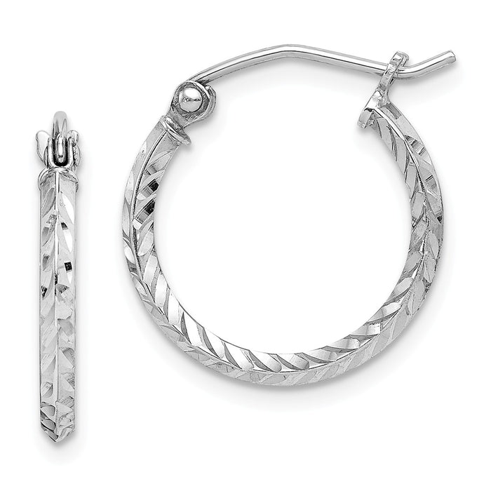 Stella Silver 925 Sterling Silver Rhodium-Plated Diamond-cut Hoop Earrings, 16mm x 16mm