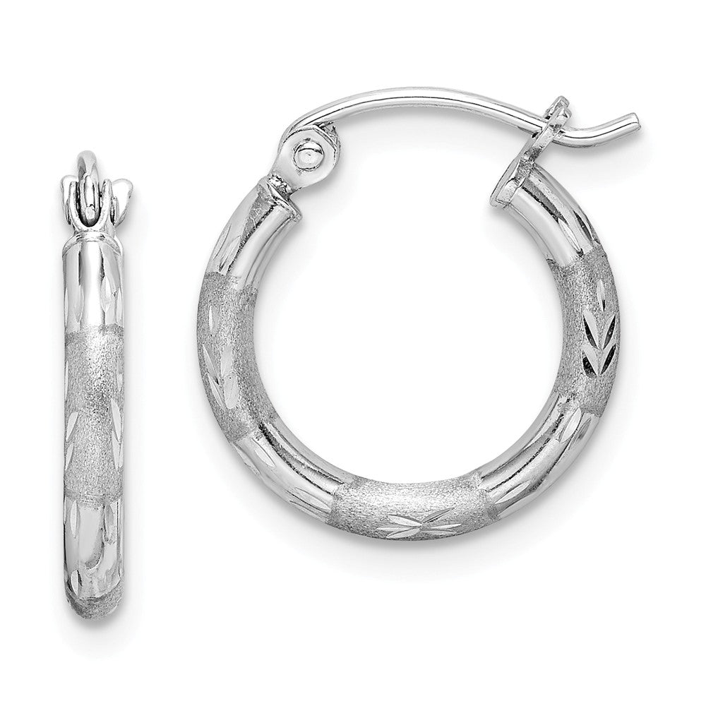 Stella Silver 925 Sterling Silver Rhodium-Plated Diamond-cut Hoop Earrings, 15mm x 15mm