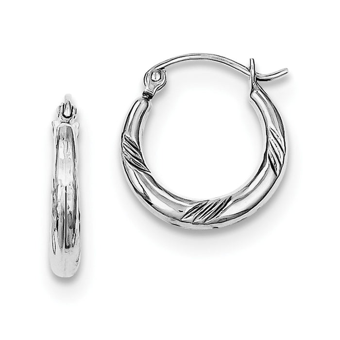 Stella Silver 925 Sterling Silver Rhodium-Plated Hoop Earrings, 14mm x 14mm