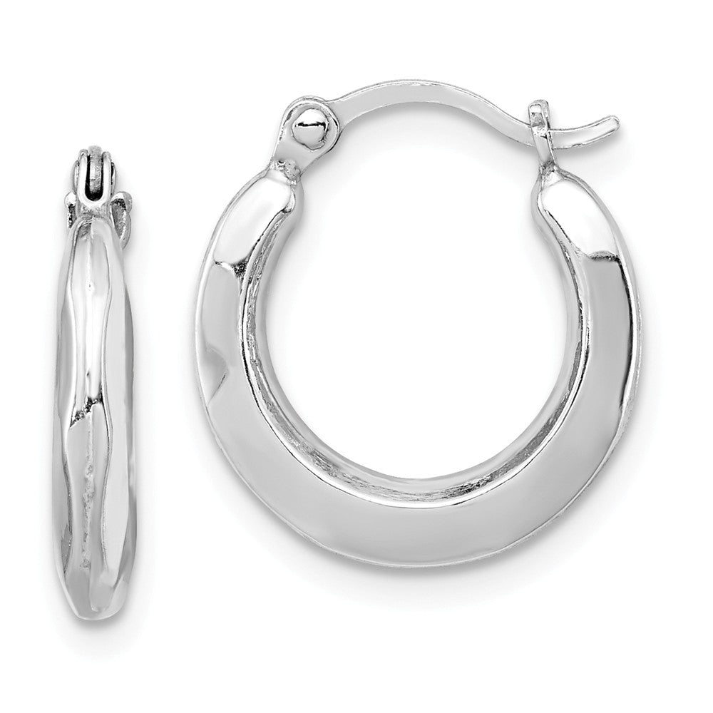Stella Silver 925 Sterling Silver Rhodium-Plated Hollow Hoop Earrings, 14mm x 14mm
